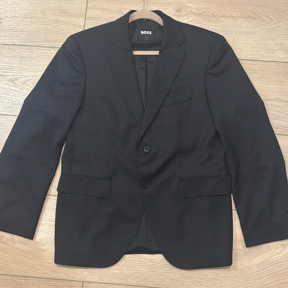 BOSS - Tuxedo jacket in virgin-wool serge - Black